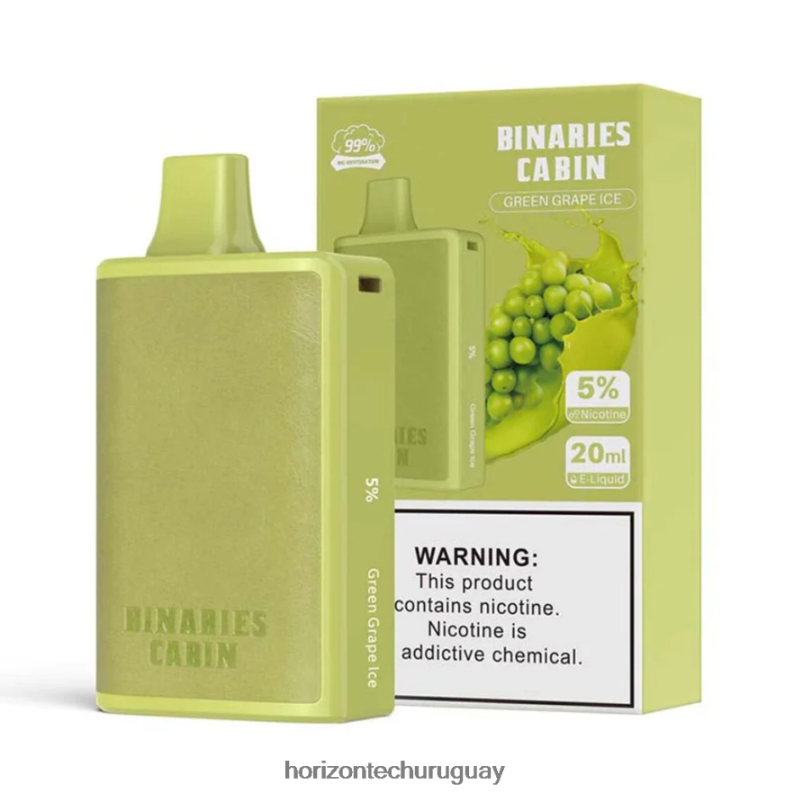 P0V44P57 hielo de uva verde HorizonTech Binaries Cabin desechable 20ml - Horizontech Vape Kit