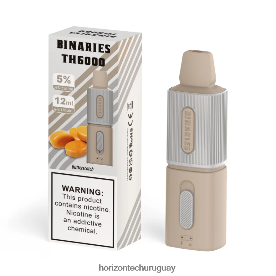 P0V44P103 caramelo de azúcar con mantequilla HorizonTech Binaries Cabin th6000 desechable 12ml - Horizontech Vape Uruguay